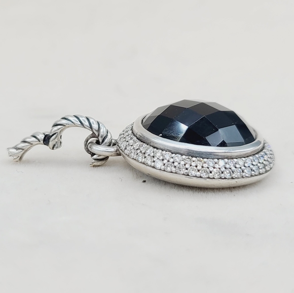 David Yurman Cerise 18mm Black Onyx Diamond Pendant - Picture 4 of 10